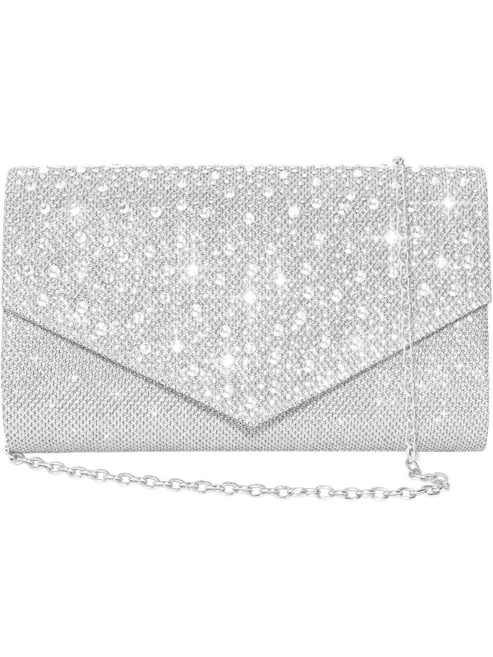 Women's Sliver Glitter Rhinestone Clutch Purse Prom Handbags Evening Bag
